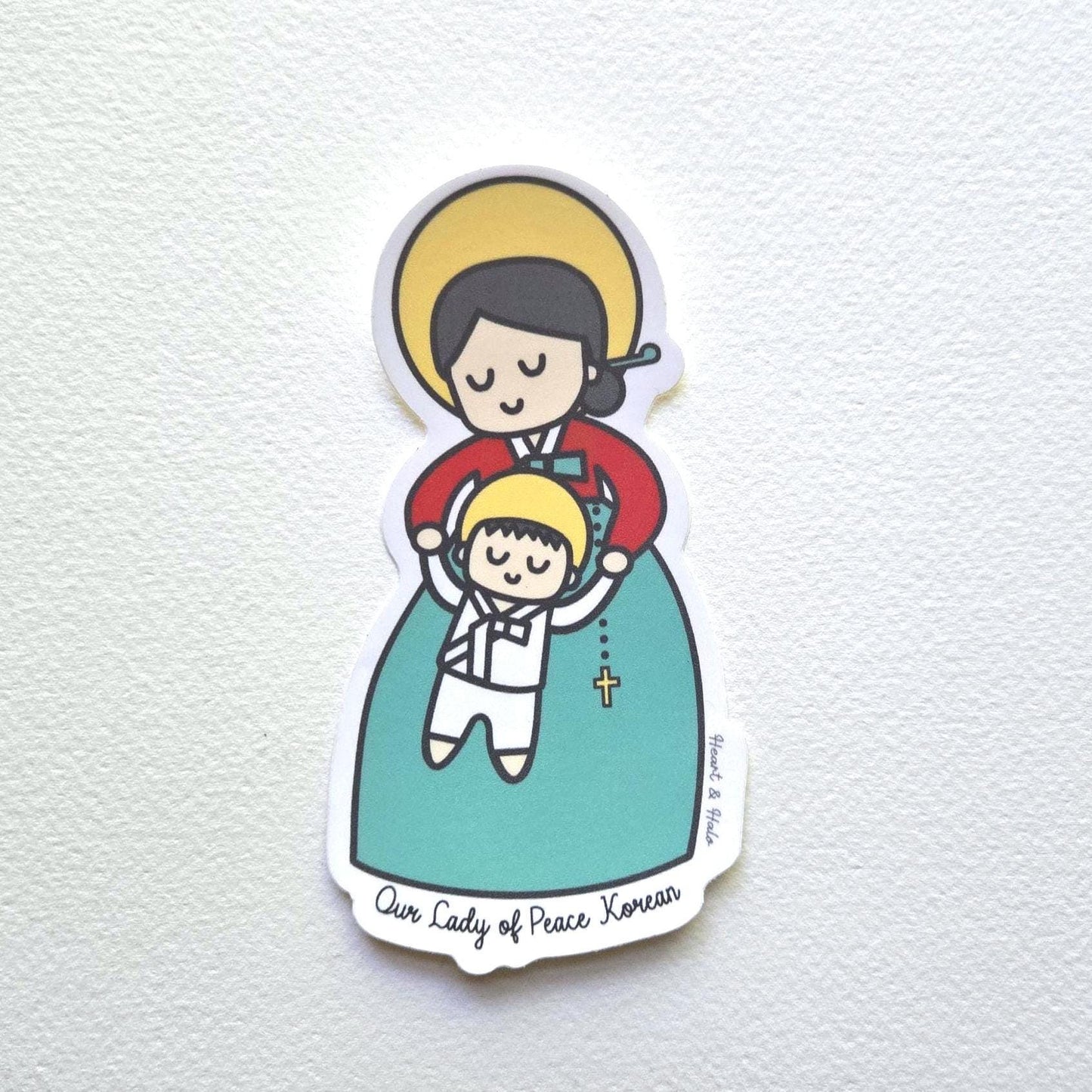 Our Lady of Peace Korean Mother Mary & Baby Jesus | Adult Cotton Crewneck T-Shirt | 20% Donation