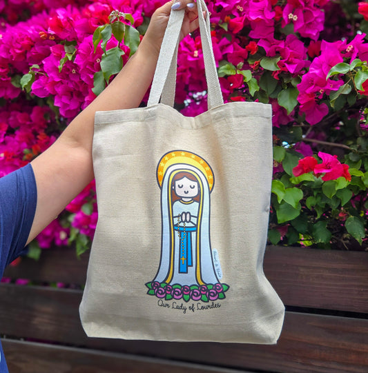 Our Lady of Lourdes Tote Bag, Premium Quality